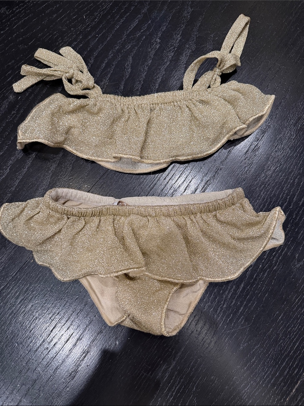 Oseree Kids Gold Ruffle Bikini Set